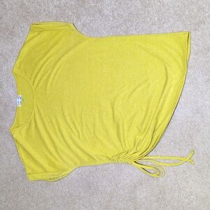 Ruched Tie Top / Yellow Ruched Shirt